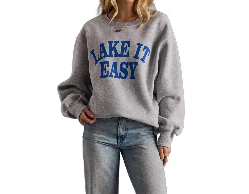 NEW PANACHE APPAREL lake it easy crewneck sweatshirt in grey